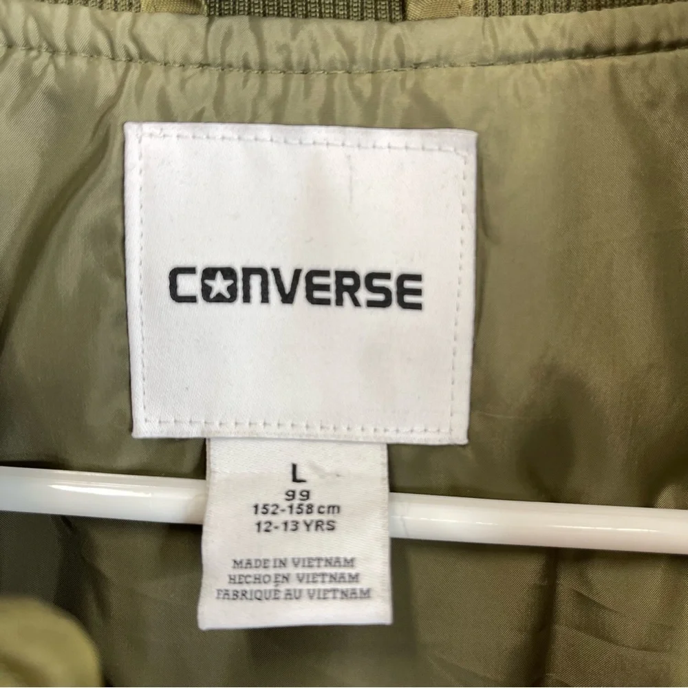 CONVERSE Green Varsity Nylon Bomber Jacket Boys Size: L (12-13 YRS)